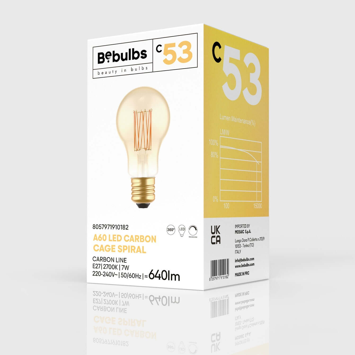 LED-Lampe Gold Carbon Line vertikales Filament Tropfen A60 7W 640Lm E27 2700K Dimmbar – C53 – Produktansicht 3