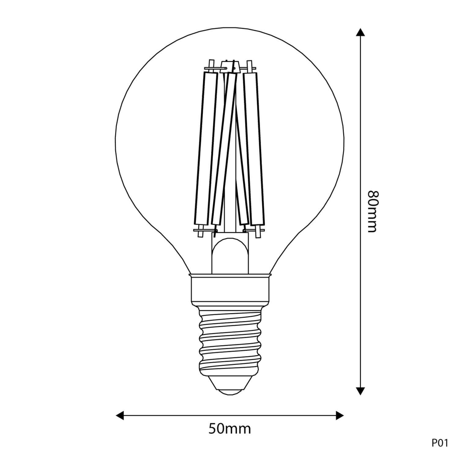 LED-Lampe Porzellan-Effekt CRI 95 G45 5,9W 550Lm E14 2700K Dimmbar – P01 – Produktansicht 2