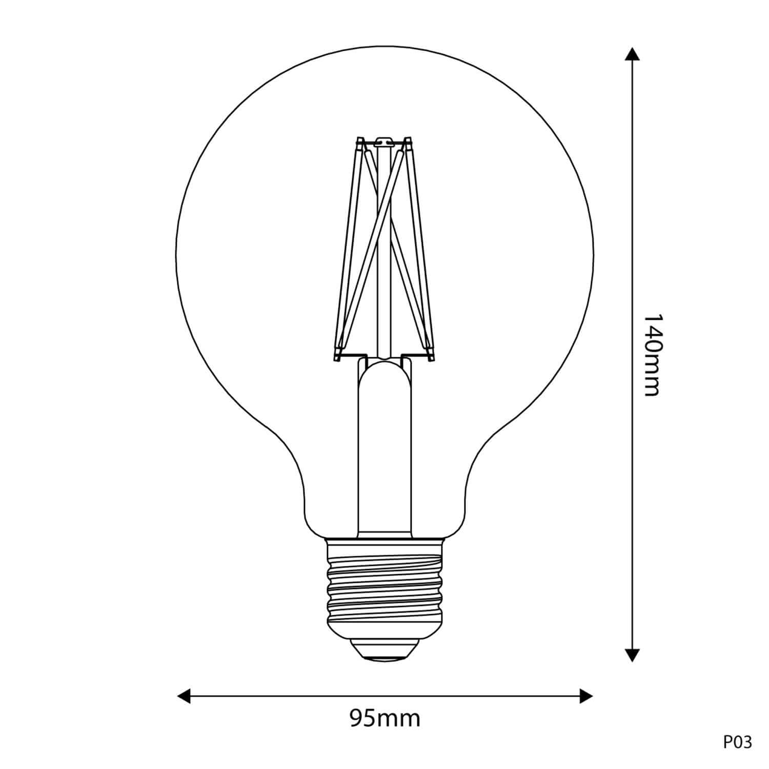 LED-Lampe Porzellan-Effekt CRI 95 G95 7W 640Lm E27 2700K Dimmerbar – P03 – Produktansicht 2