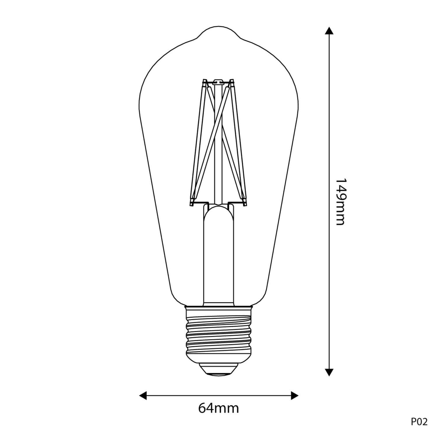 LED-Glühbirne Porzellan-Effekt CRI 95 ST64 7 W 640 lm E27 2700K dimmbar – P02 – Produktansicht 2