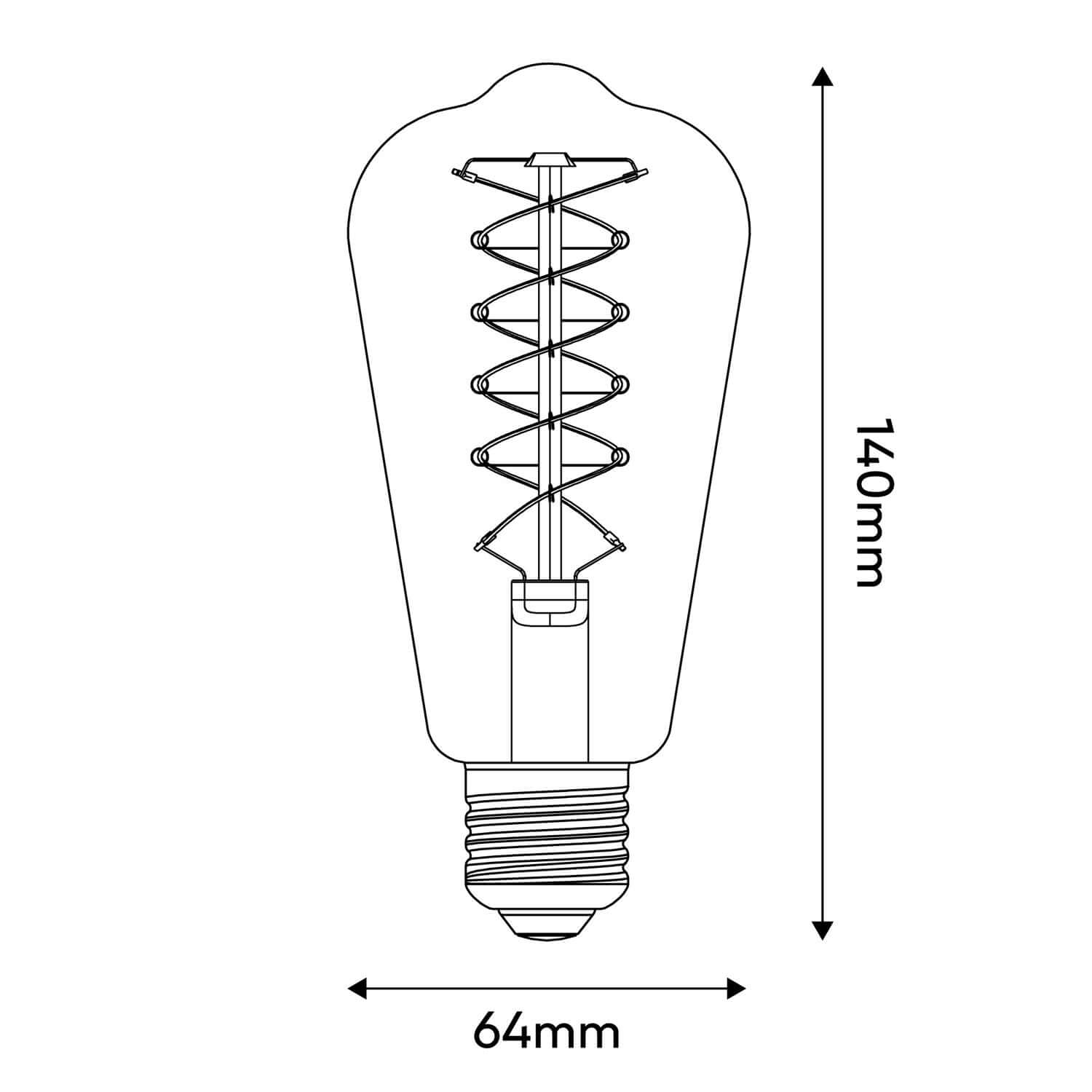 LED-Filamentlampe Weiß Edison ST64 5,9W 500Lm E27 2700K Dimmbarkeit – W02 – Produktansicht 2