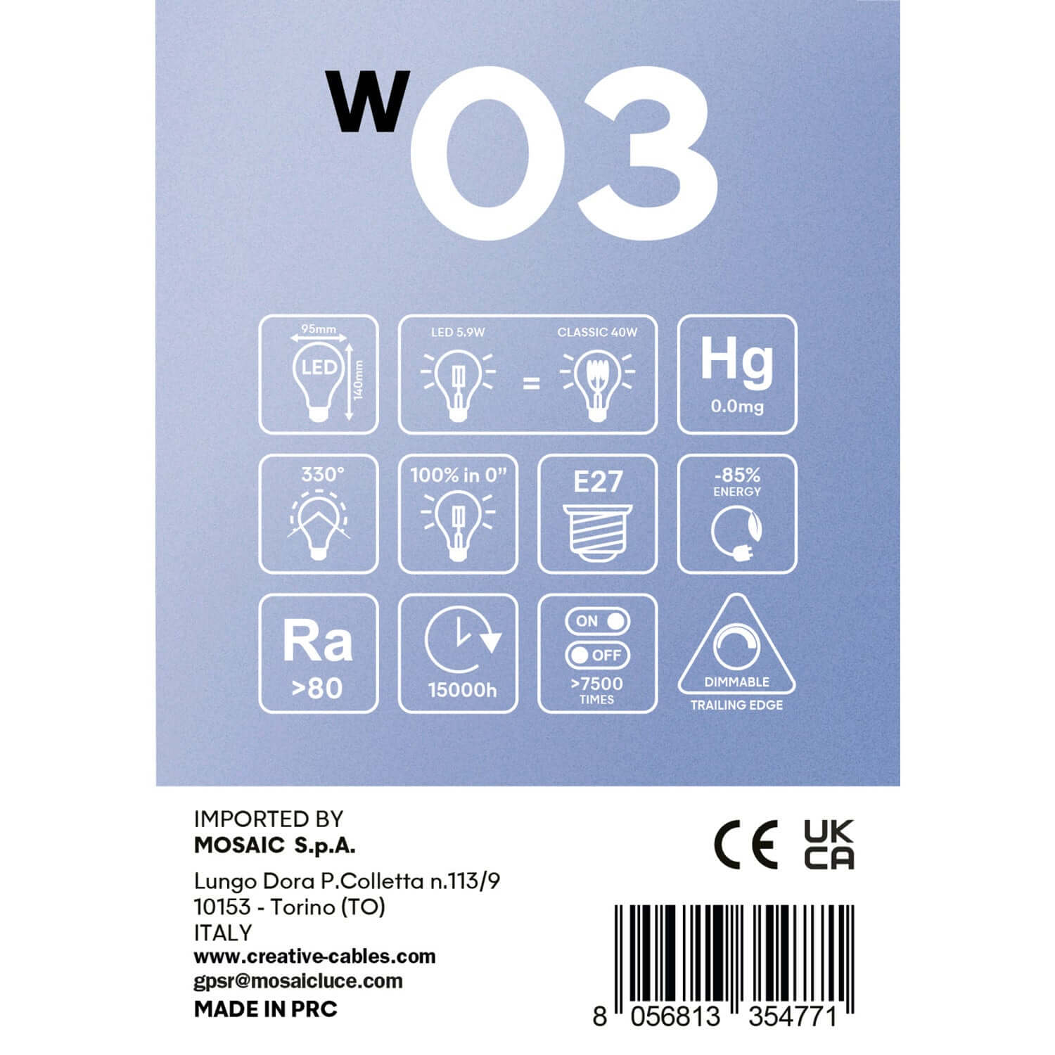 LED-Glühbirne Filament Weiß Globe G95 5,9W 500Lm E27 2700K Dimmbarkeit - W03 – Produktansicht 4
