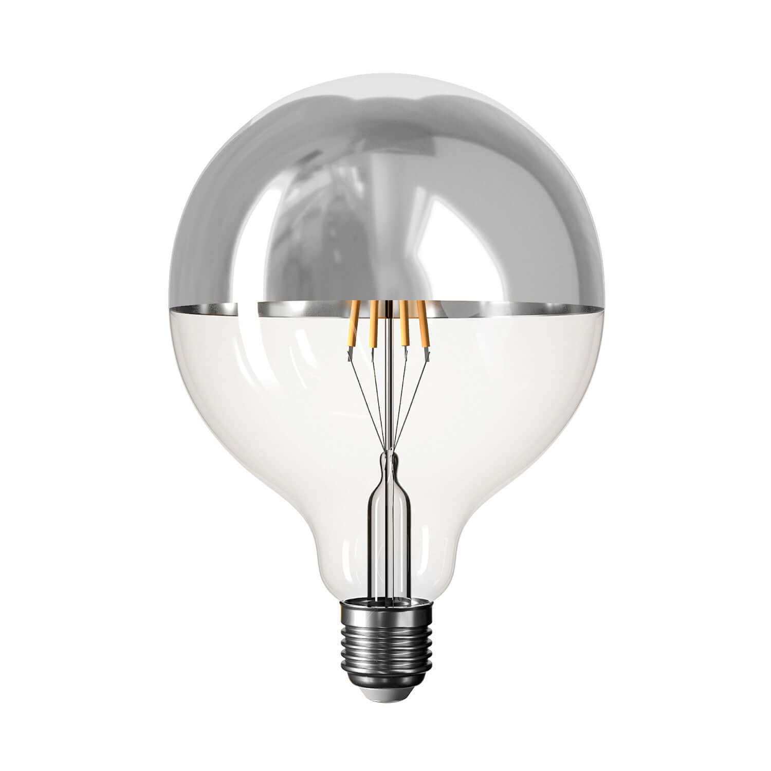 LED-Glühbirne Halbkugel Silber Linea 5V kurzer Filament Globo G125 1,3 W 110 Lm E27 2500 K dimmbar – B05 – Hauptbild