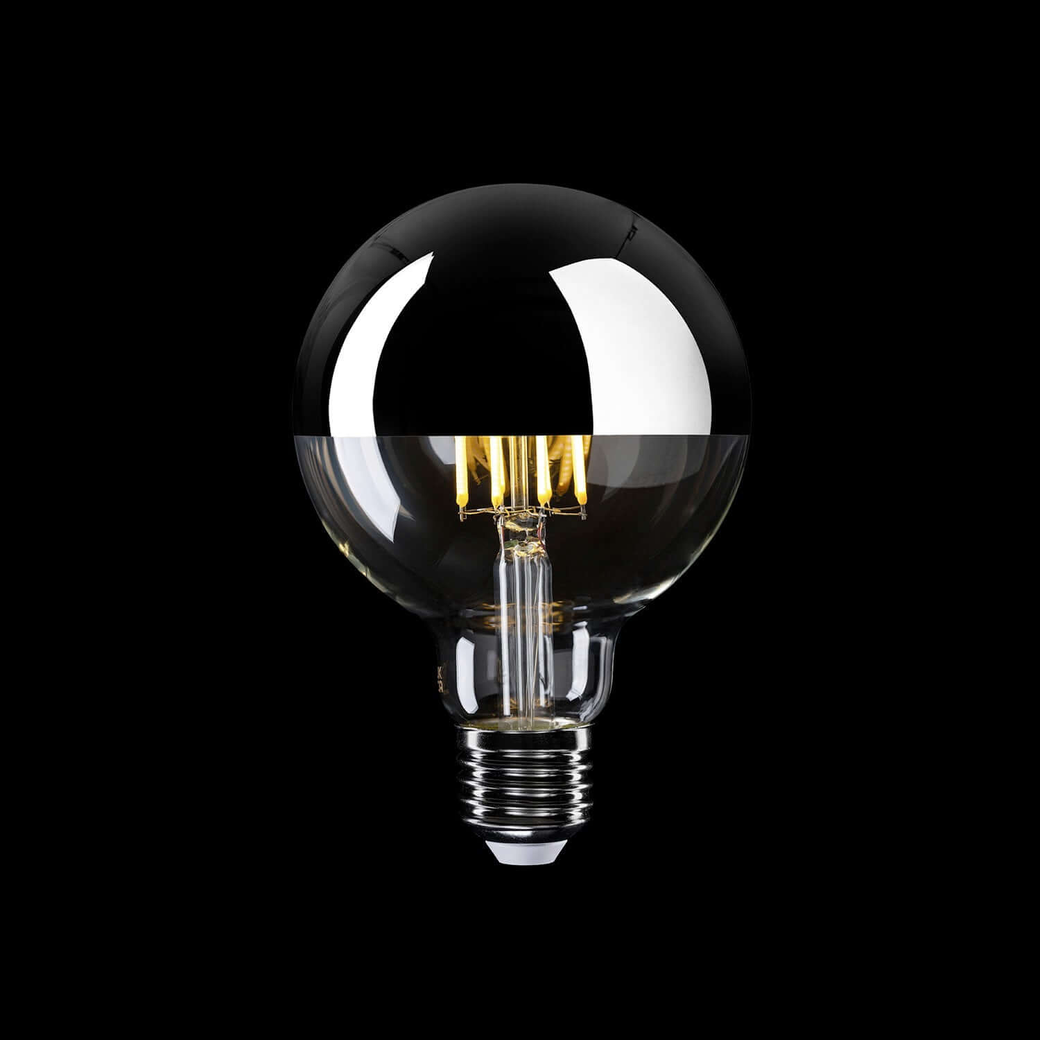 LED-Lampe Halbkugel Silber Globo G95 7W 650Lm E27 2700K dimmbar - A04 – Produktansicht 1