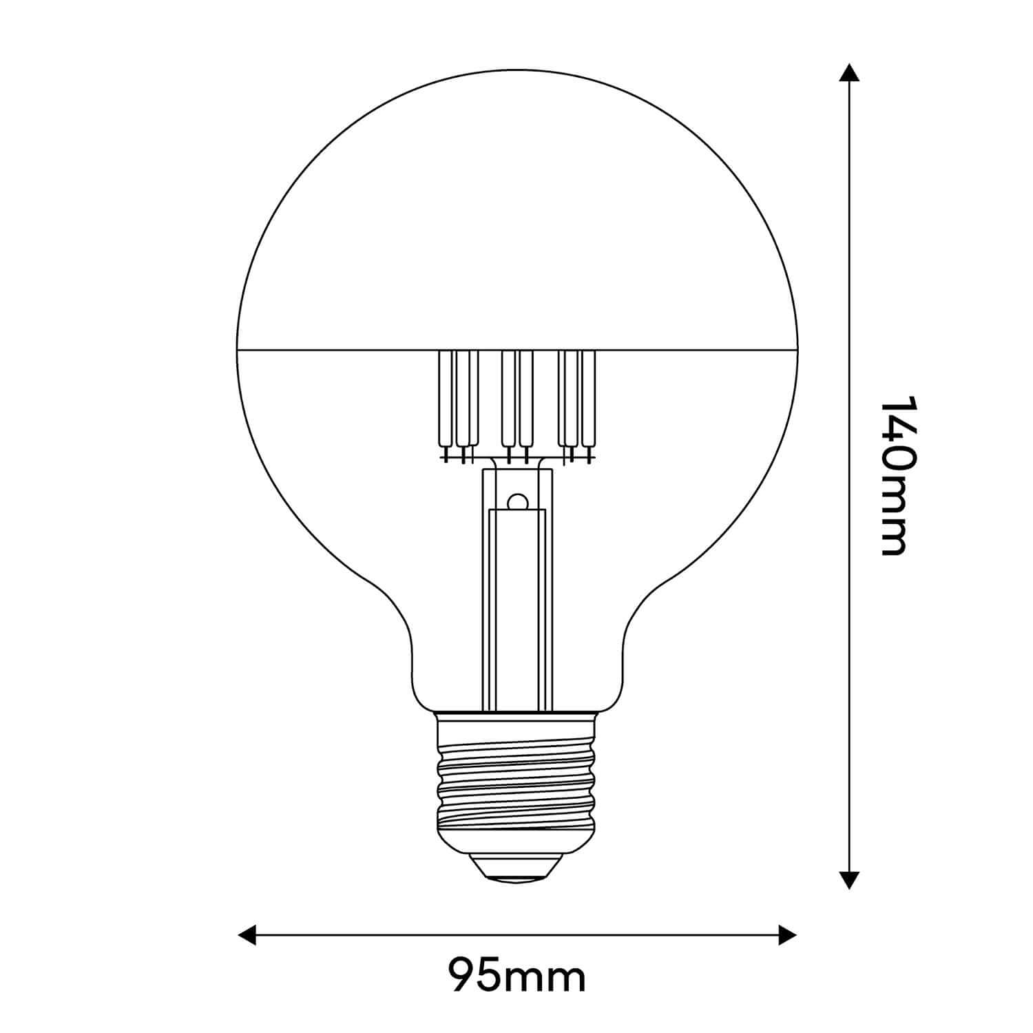 LED-Lampe Halbkugel Gold Globe G95 7W 650Lm E27 2700K dimmbar – A14 – Produktansicht 2