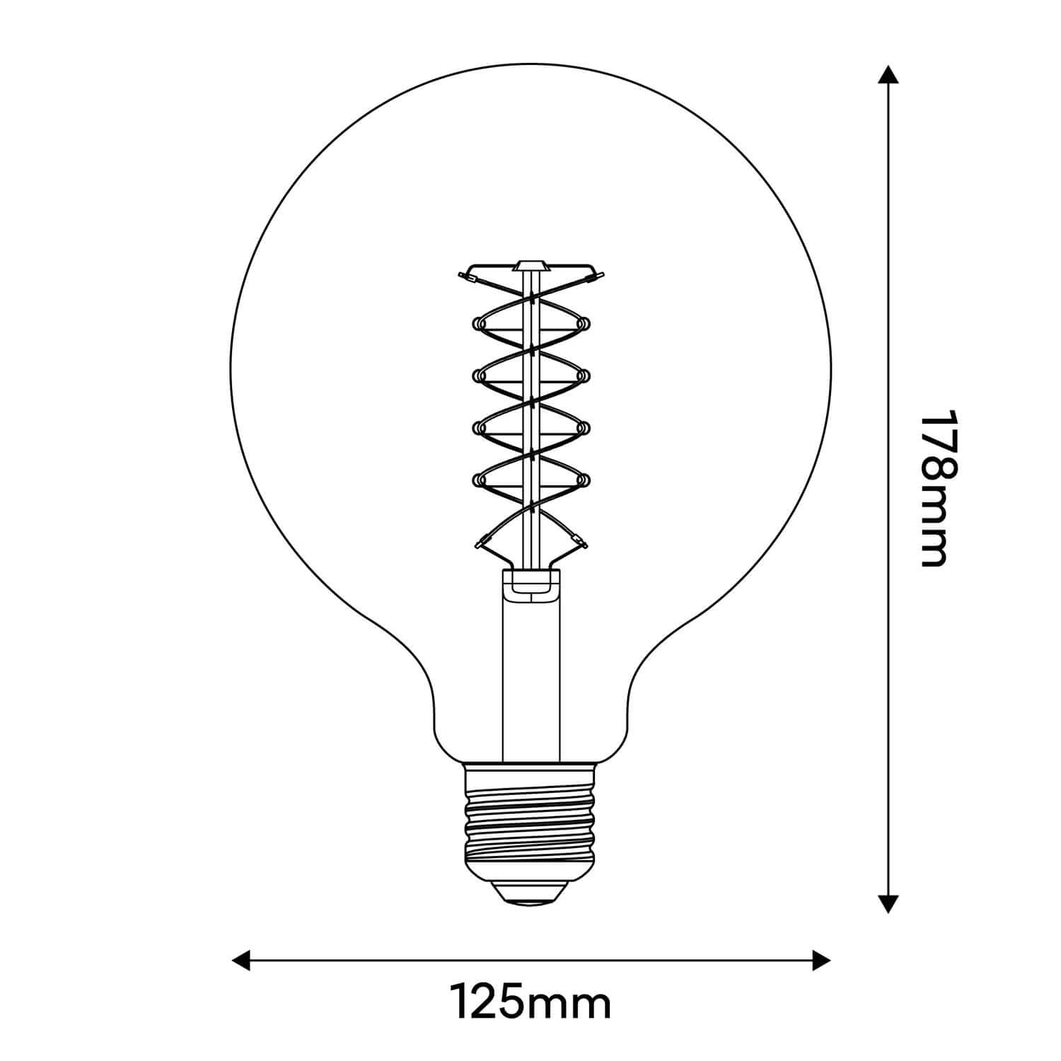 LED-Globe Smoky G125 4,8W 250Lm E27 1800K dimmbar – D04 – Produktansicht 2