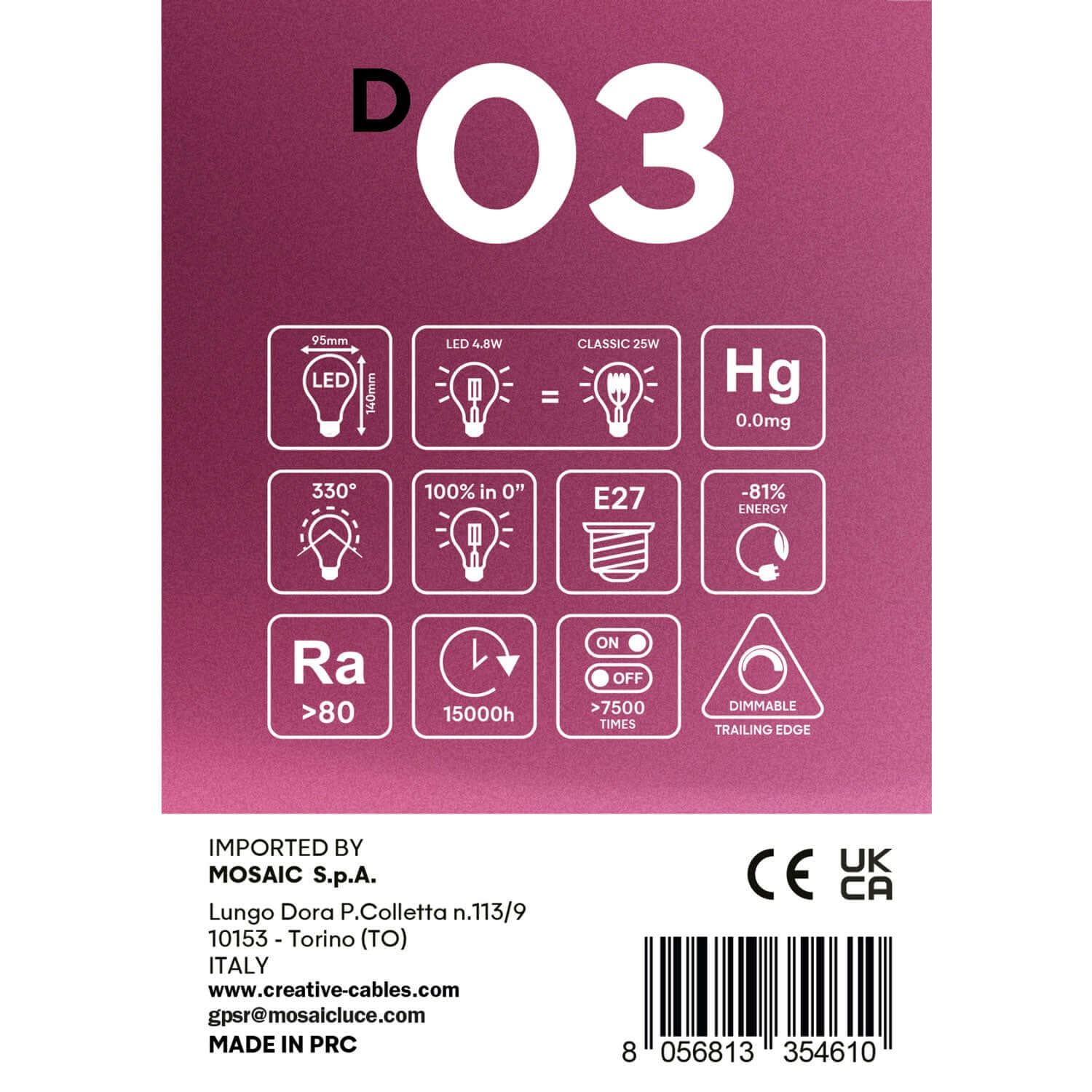 LED-Lampe Smoky Globe G95 4,8W 250Lm E27 1800K dimmbar – D03 – Produktansicht 4
