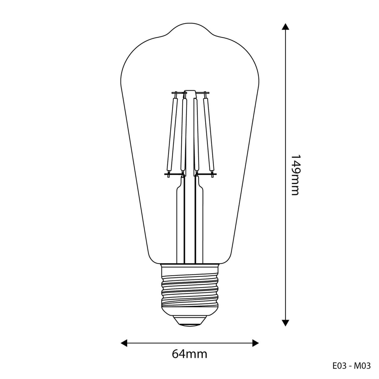 LED-Glühbirne Transparent Edison ST64 4W 470Lm E27 2700K – E03 – Produktansicht 2