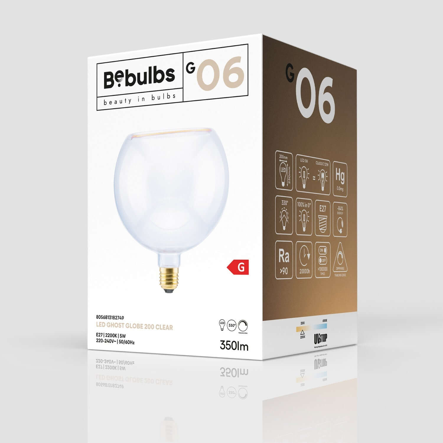 LED-Lampe Transparent Ghost Line CRI 90 G200 5W 350Lm E27 2200K dimmbar – G06 – Produktansicht 4