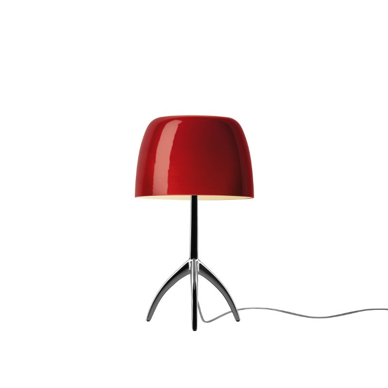 Foscarini Lumiere Tischleuchte – Piccola, Schwarzchrom/Kirsche, Dimmer