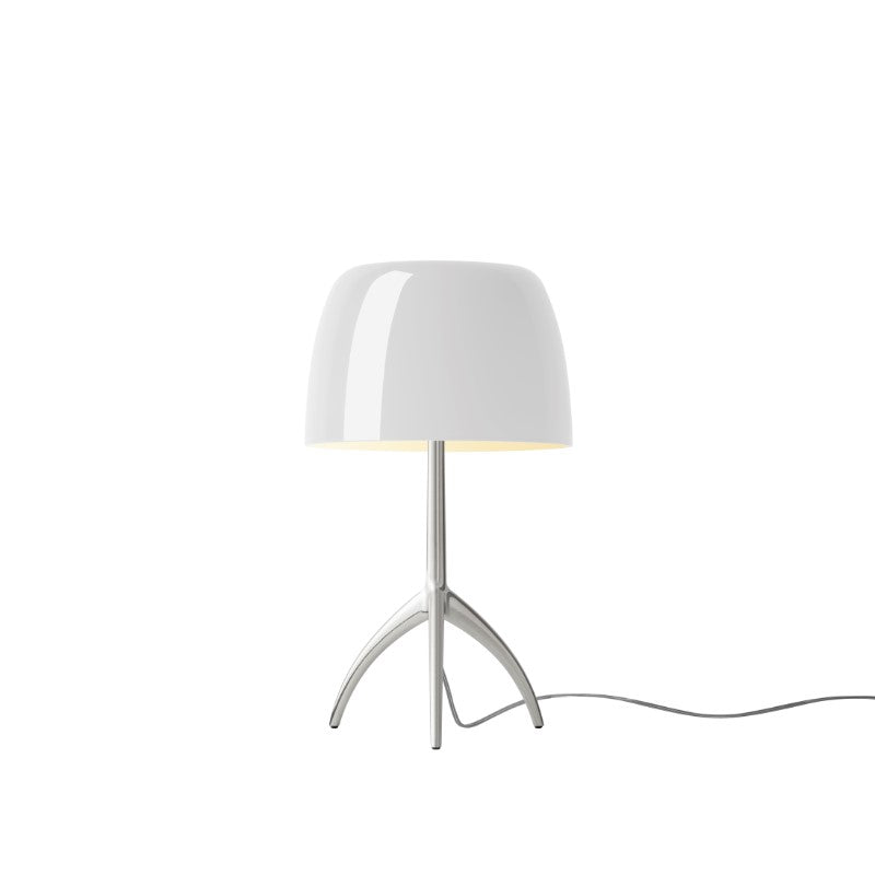 Foscarini Lumiere Tischleuchte – Piccola, Aluminium/Weiß, Dimmer