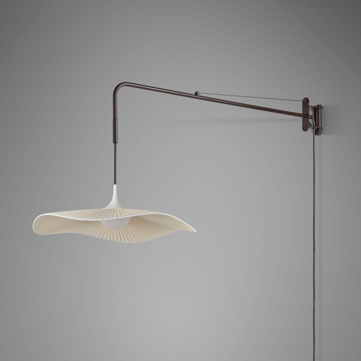 Bover Mediterrània 52 A/98 Wandleuchte – Weiß, Baldachin Creme Band transluzent Schirm