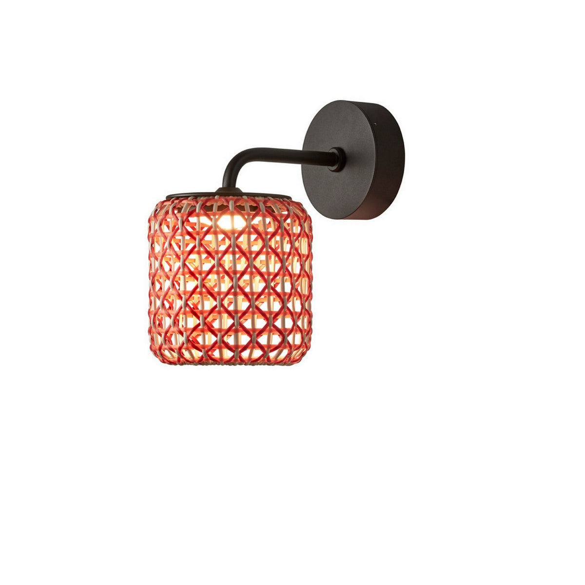 Bover Nans A/01 Außen-Wandleuchte – Schirm Rot (mit Orange und Beige)