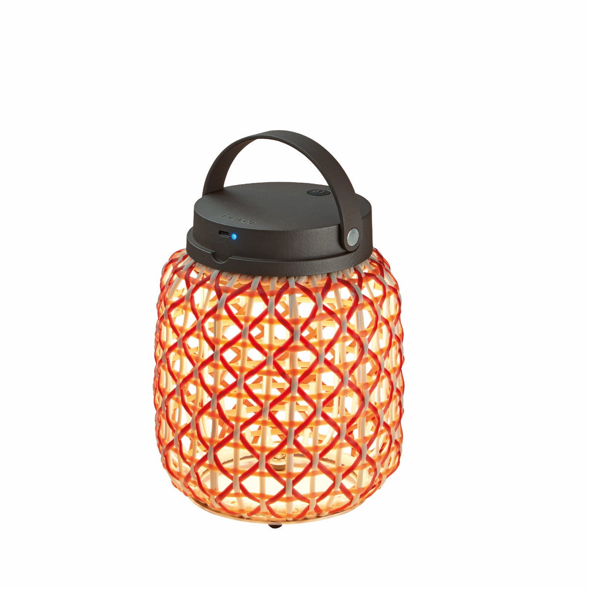 Bover Nans M/21/R Tischleuchte – Schirm Rot (mit Orange und Beige)