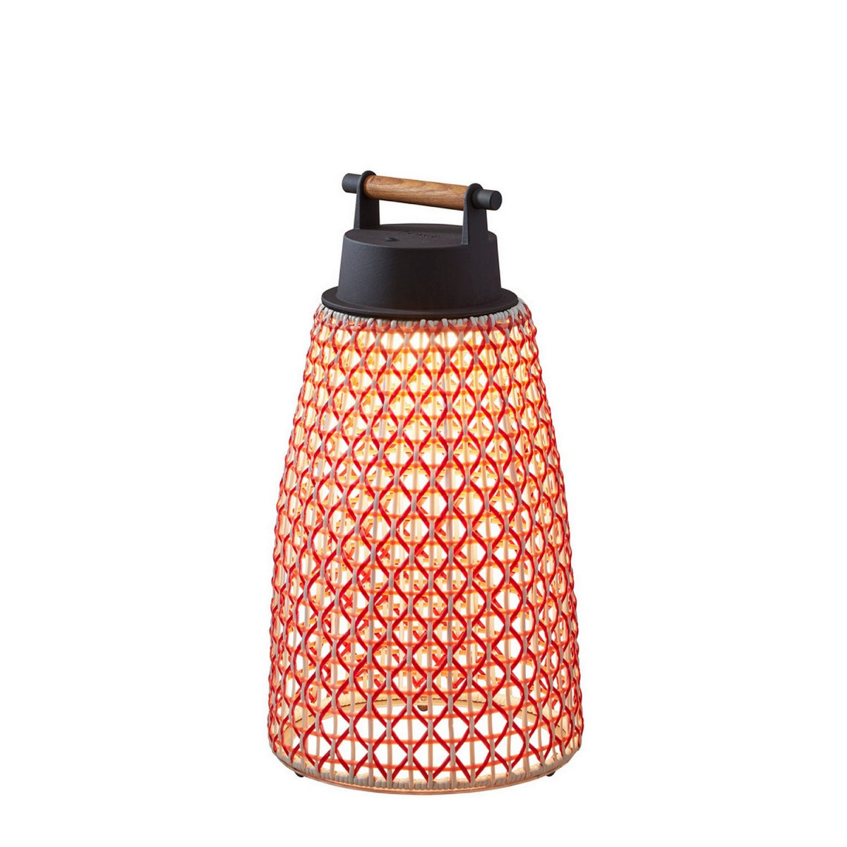 Bover Nans Portable M/49/R Außen-Tischleuchte – Schirm Rot (mit Orange und Beige)