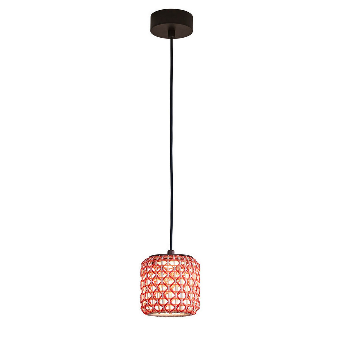 Bover Nans S/16 Außen-Pendelleuchte – Schirm Rot (mit Orange und Beige)