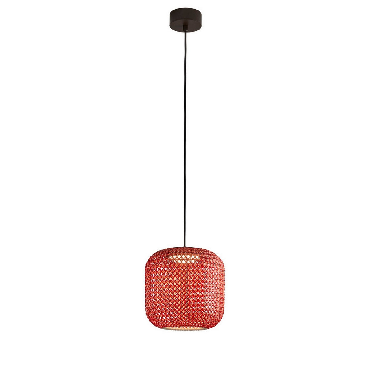 Bover Nans S/31 Außen-Pendelleuchte – Schirm Rot (mit Orange und Beige)