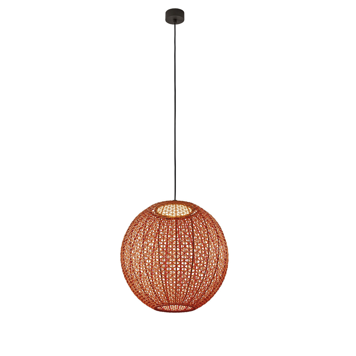 Bover Nans Sphere S/60 Außen-Pendelleuchte – Schirm Rot (mit Orange und Beige)