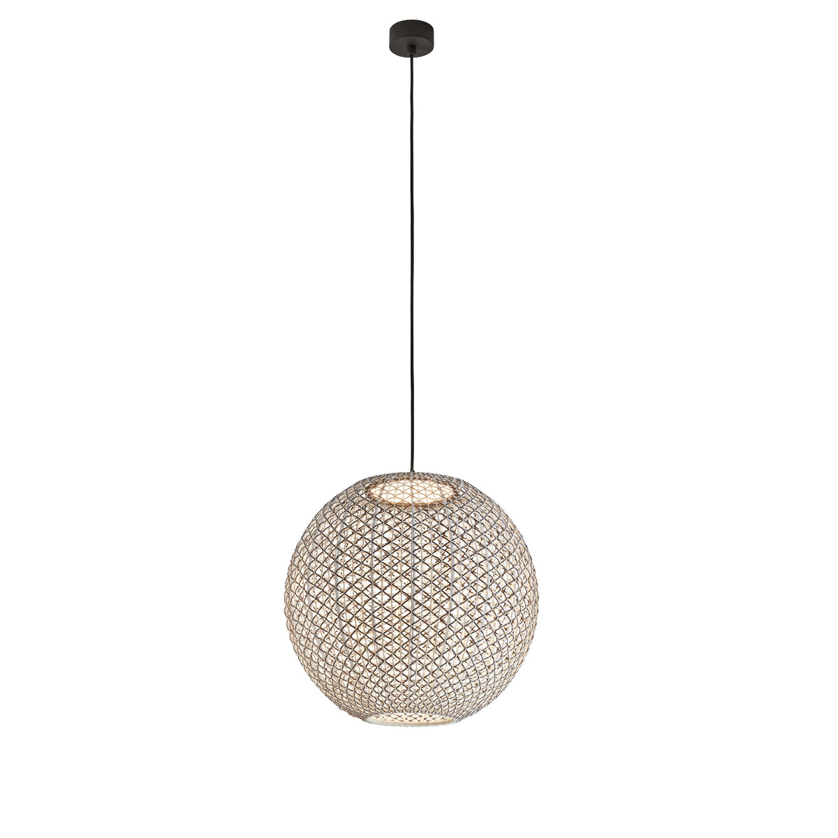 Bover Nans Sphere S/60 Außen-Pendelleuchte – Schirm Braun (mit Beige und Hellgrau)