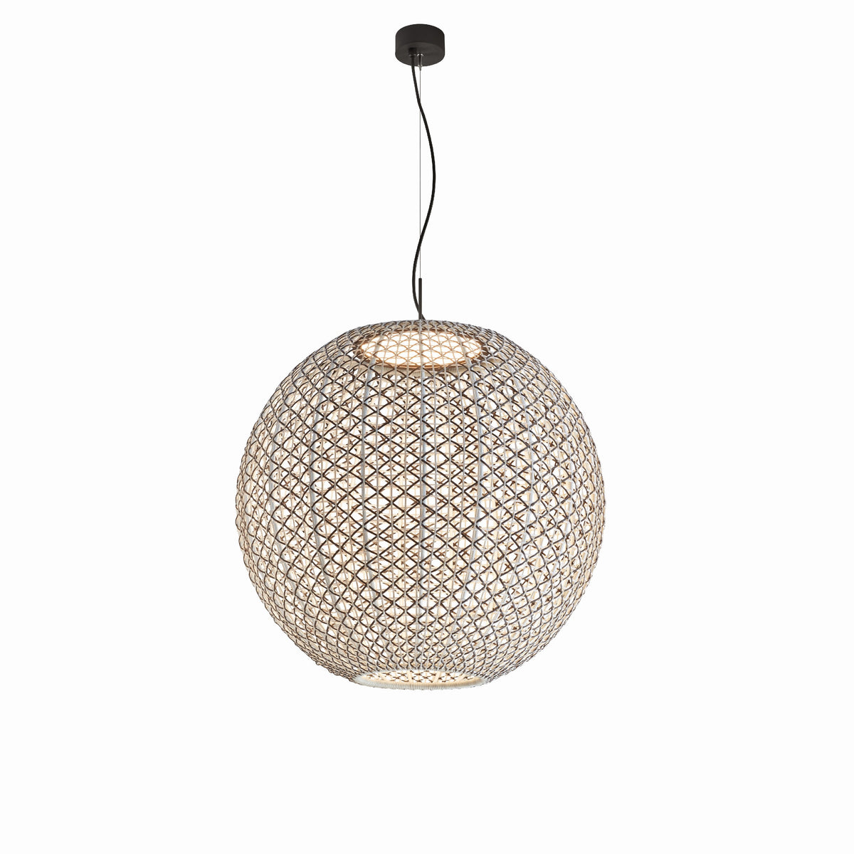 Bover Nans Sphere S/80 Außen-Pendelleuchte – Schirm Braun (mit Beige und Hellgrau)