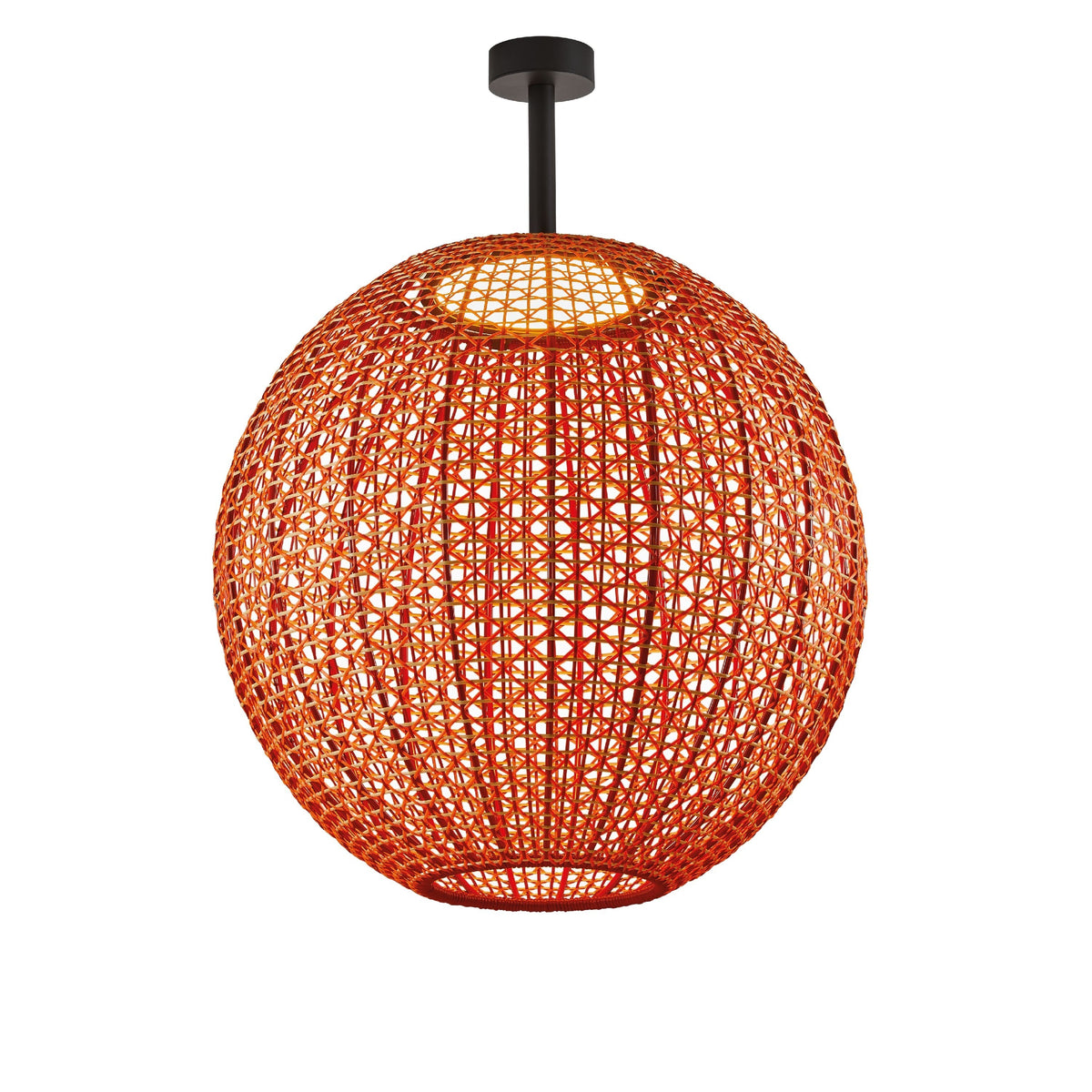 Bover Nans Sphere PF/60 Außen-Deckenleuchte – Schirm Rot (mit Orange und Beige)