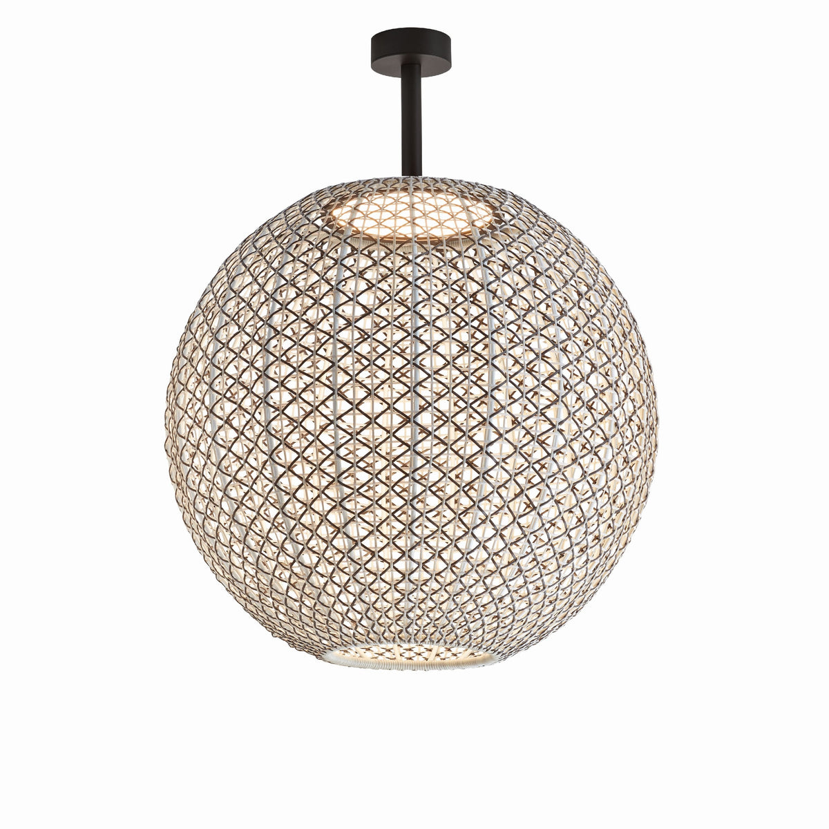 Bover Nans Sphere PF/60 Außen-Deckenleuchte – Schirm Braun (mit Beige und Hellgrau)
