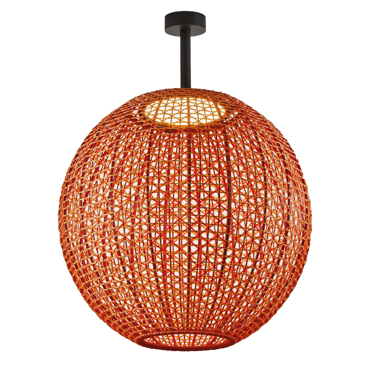 Bover Nans Sphere PF/80 Außen-Deckenleuchte – Schirm Rot (mit Orange und Beige)