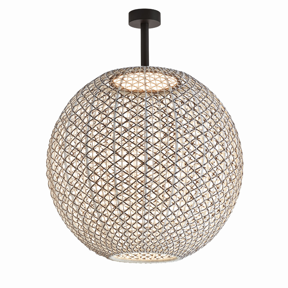 Bover Nans Sphere PF/80 Außen-Deckenleuchte – Schirm Braun (mit Beige und Hellgrau)