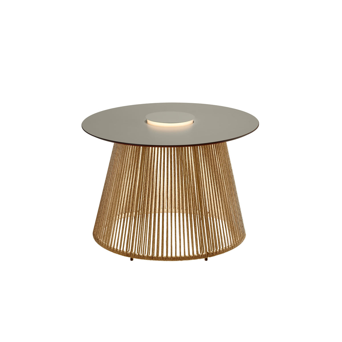 Bover Nit/60/R Beistelltisch mit Licht – Platte Elfenbein, Beige Kunstfaser