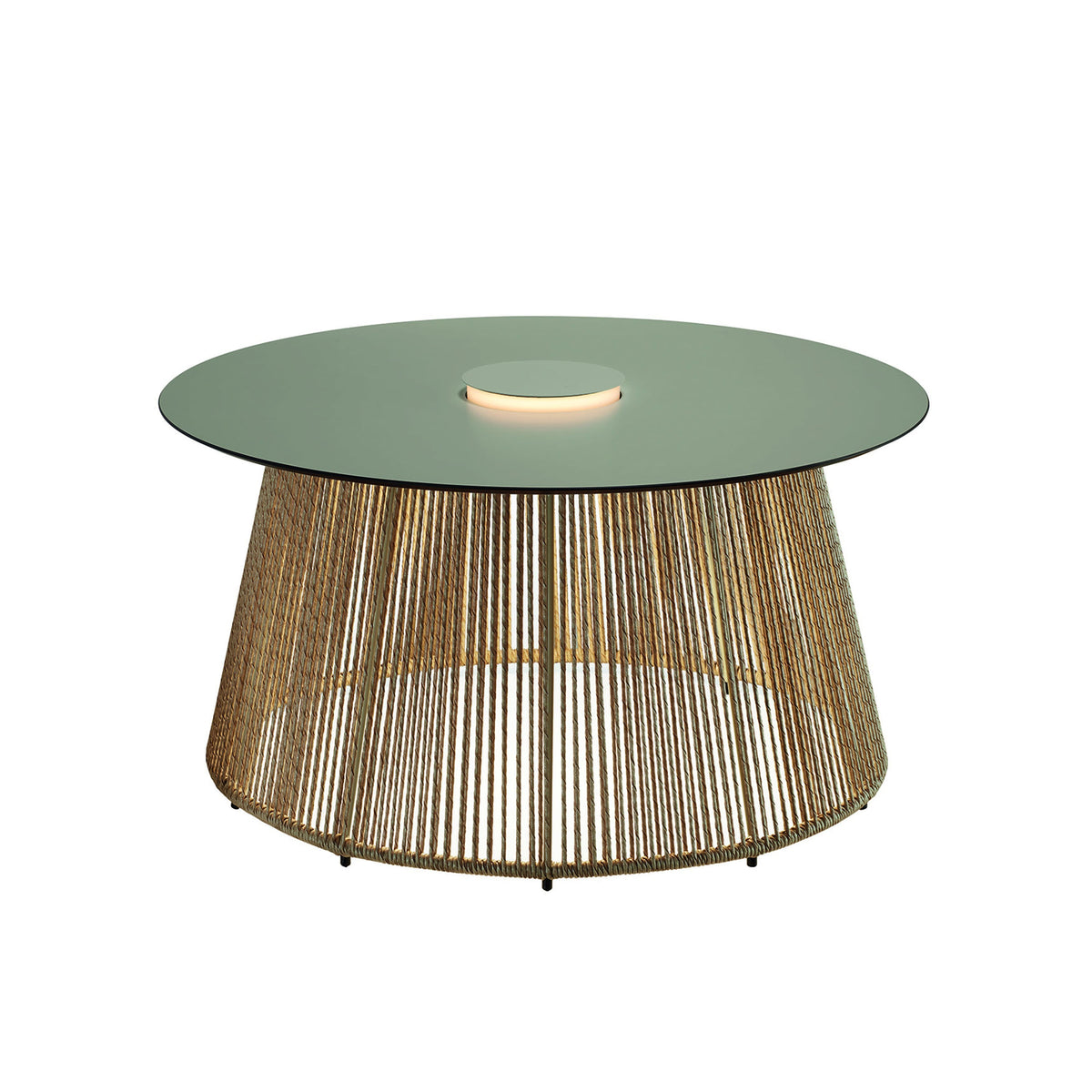 Bover Nit/80/R Beistelltisch mit Licht – Platte Elfenbein, Beige Kunstfaser
