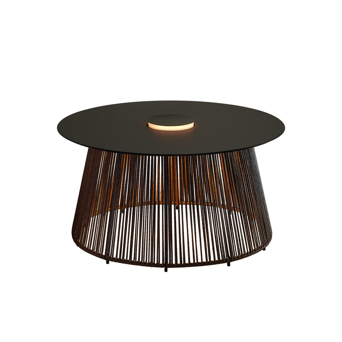 Bover Nit/80/R Beistelltisch mit Licht – Platte Stein, Braun Kunstfaser