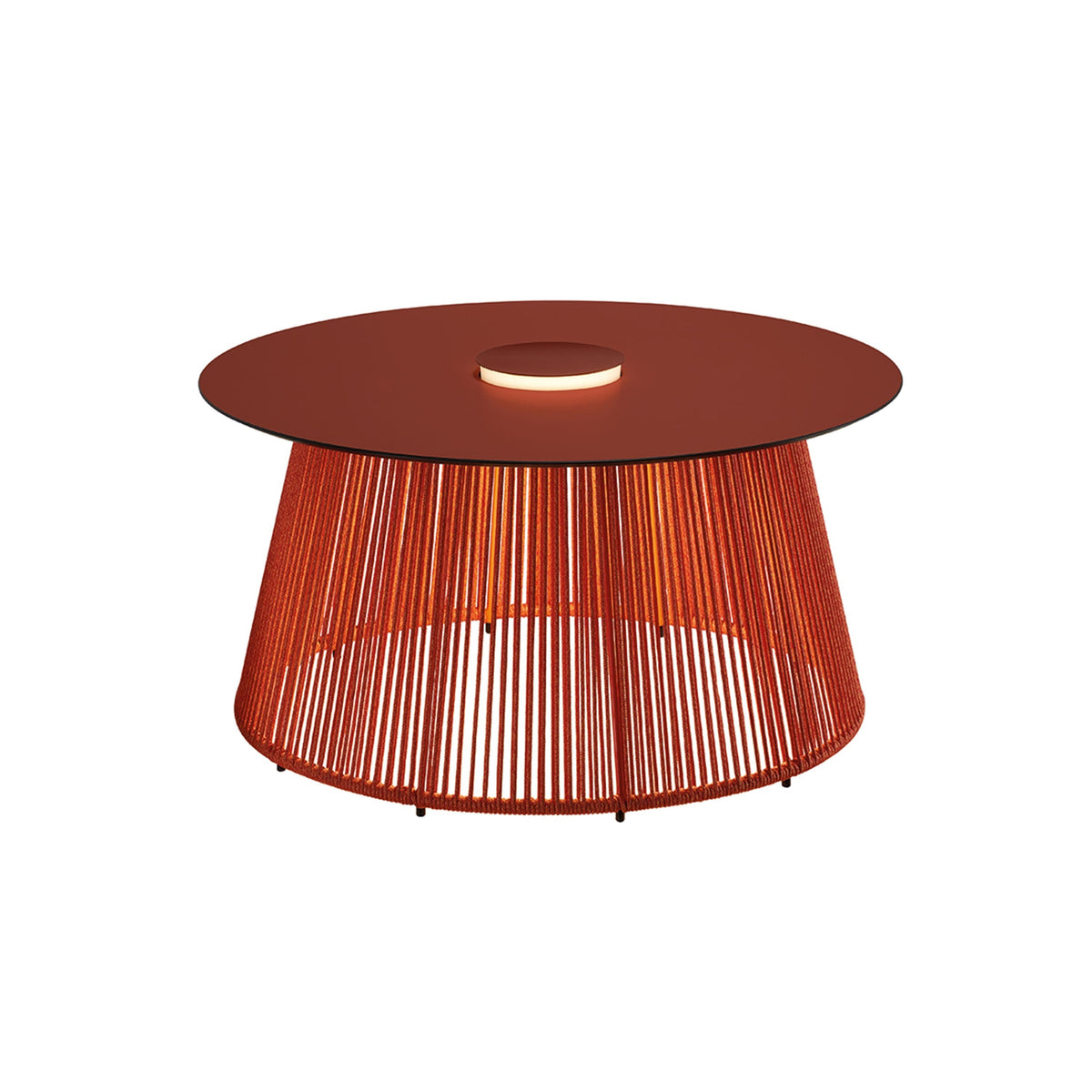 Bover Nit/80/R Beistelltisch mit Licht – Platte Terrakotta, Orange Nautikseil