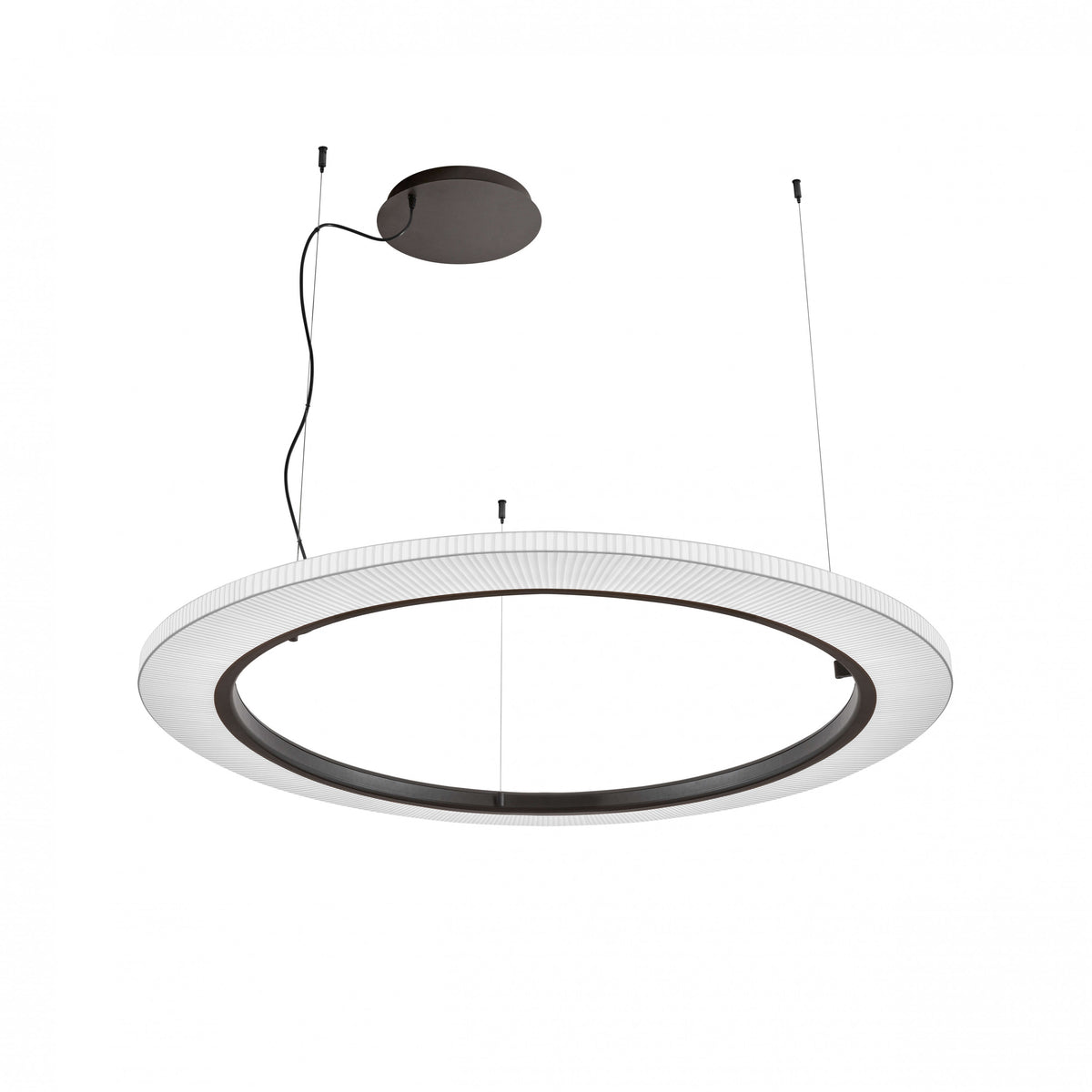 Bover Roda S/120 Pendelleuchte – Braun, Schirm Band transluzent Weiß, dimmbar (1-10V)