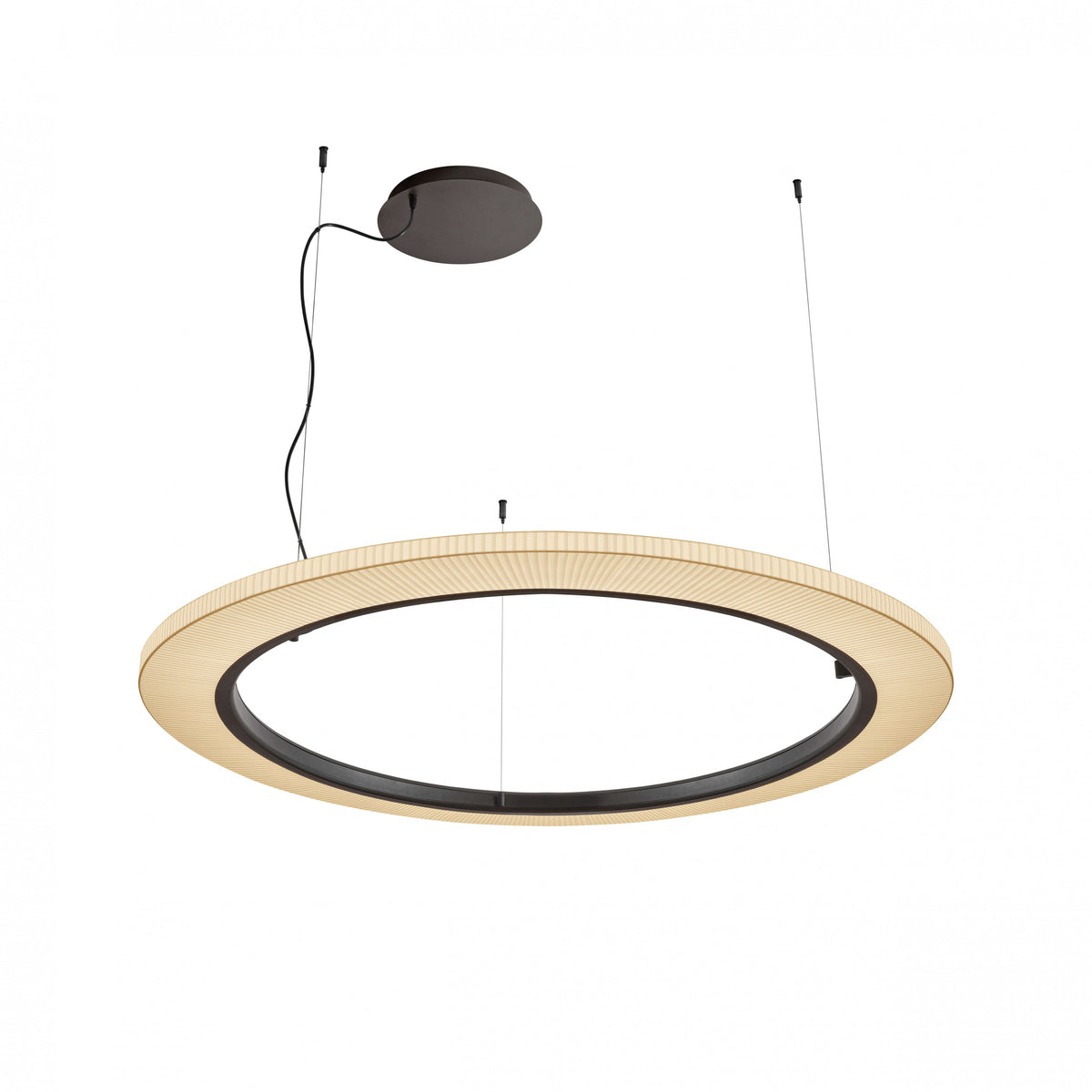 Bover Roda S/120 Pendelleuchte – Braun, Schirm Band transluzent Creme, dimmbar (1-10V)