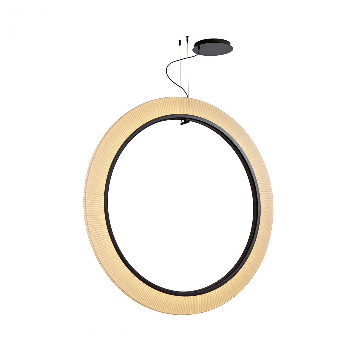 Bover Roda S/150/V Pendelleuchte – Braun, Schirm Band transluzent Creme, dimmbar (1-10V)