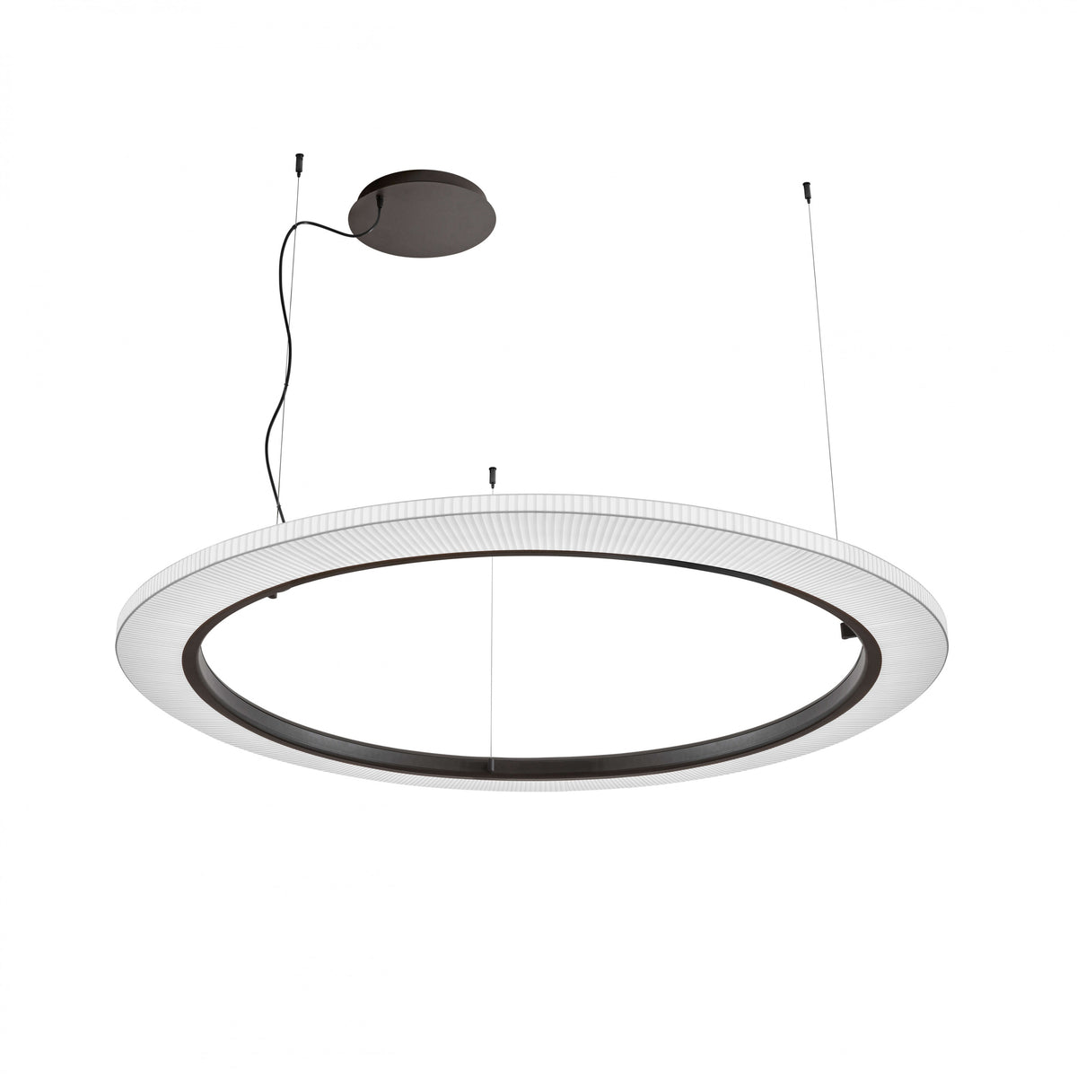 Bover Roda S/150 Pendelleuchte – Braun, Schirm Band transluzent Weiß, dimmbar (1-10V)