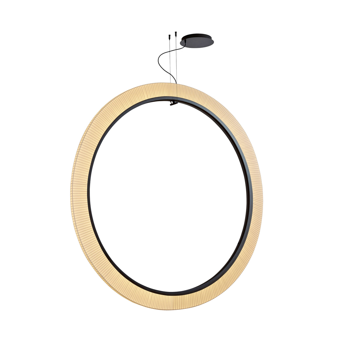 Bover Roda S/200/V Pendelleuchte – Braun, Schirm Band transluzent Creme, dimmbar (1-10V)