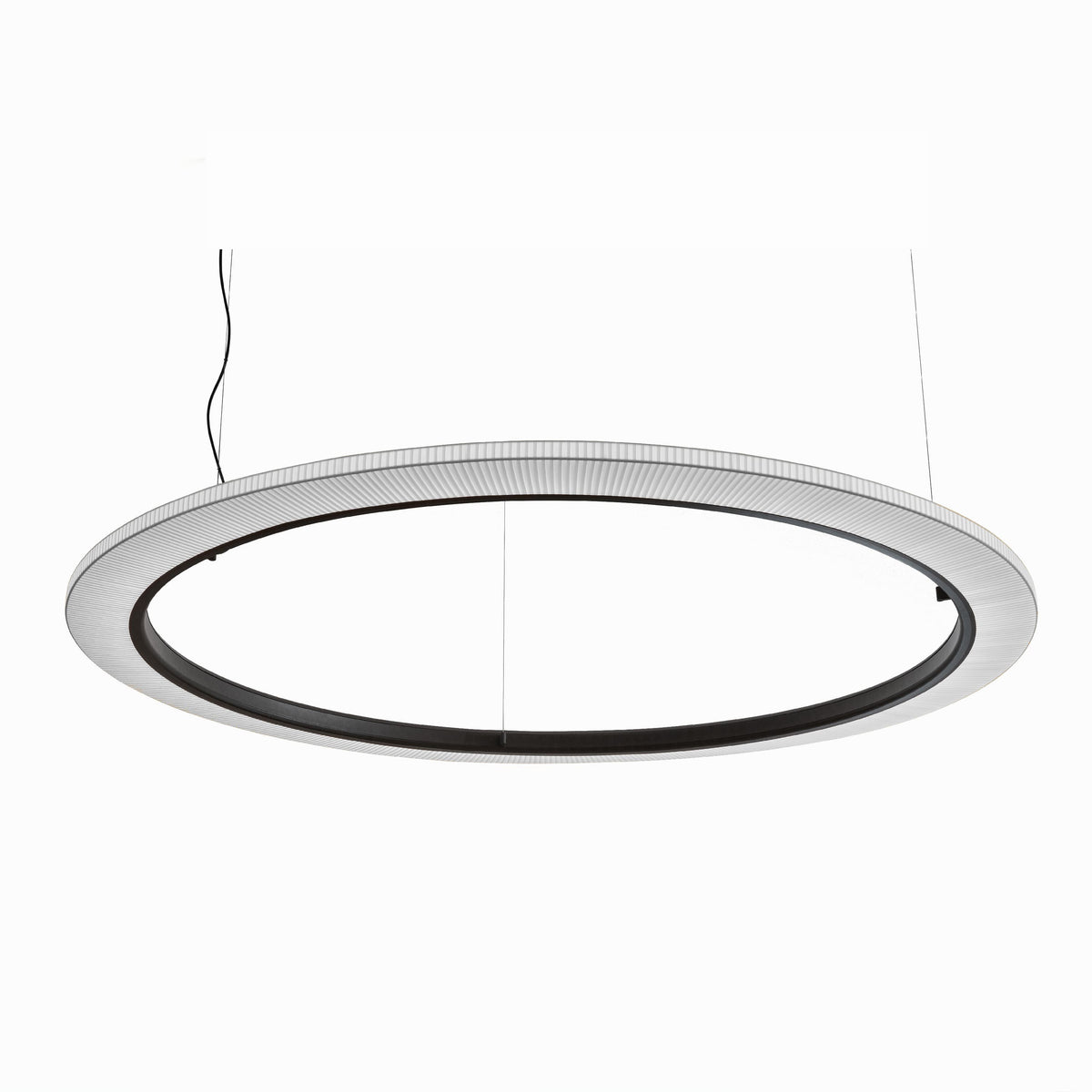 Bover Roda S/200 Pendelleuchte – Braun, Schirm Band transluzent Weiß, dimmbar (1-10V), externer Treiber