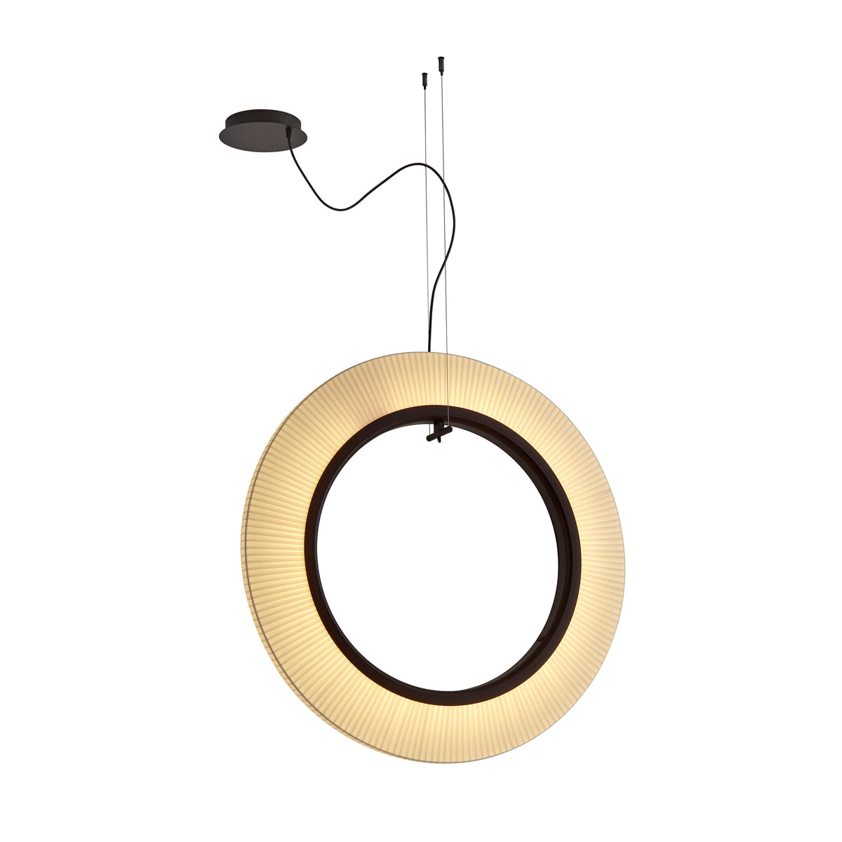 Bover Roda S/90/V Pendelleuchte – Braun, Schirm Band transluzent Creme, dimmbar (1-10V)