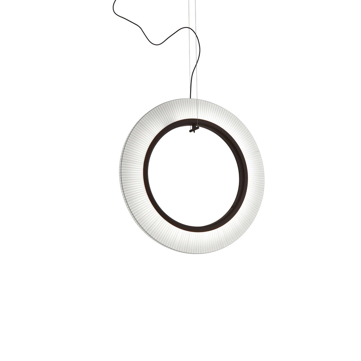 Bover Roda S/90/V Pendelleuchte – Braun, Schirm Band transluzent Weiß, dimmbar (1-10V), externer Treiber