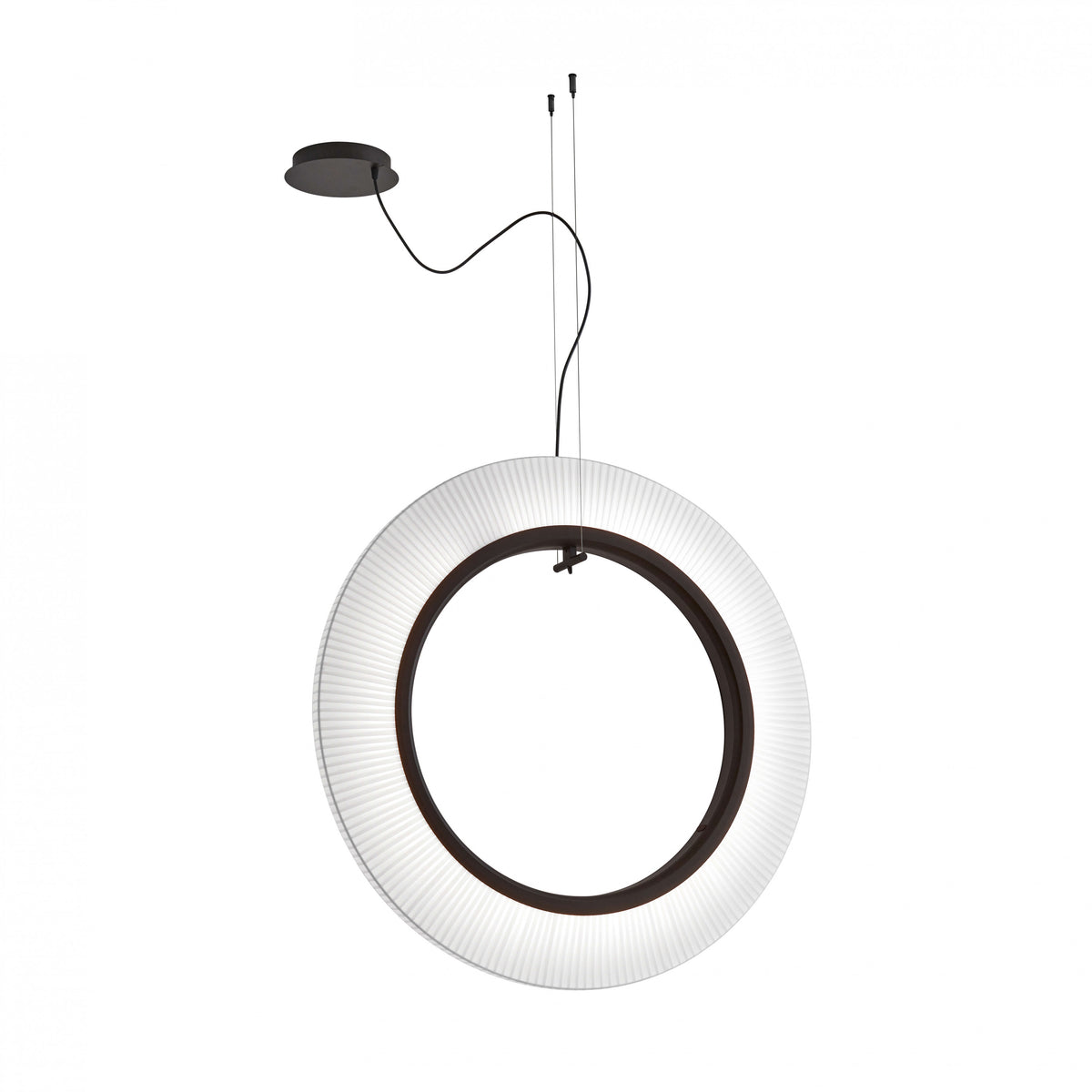 Bover Roda S/90/V Pendelleuchte – Braun, Schirm Band transluzent Weiß, dimmbar (1-10V)