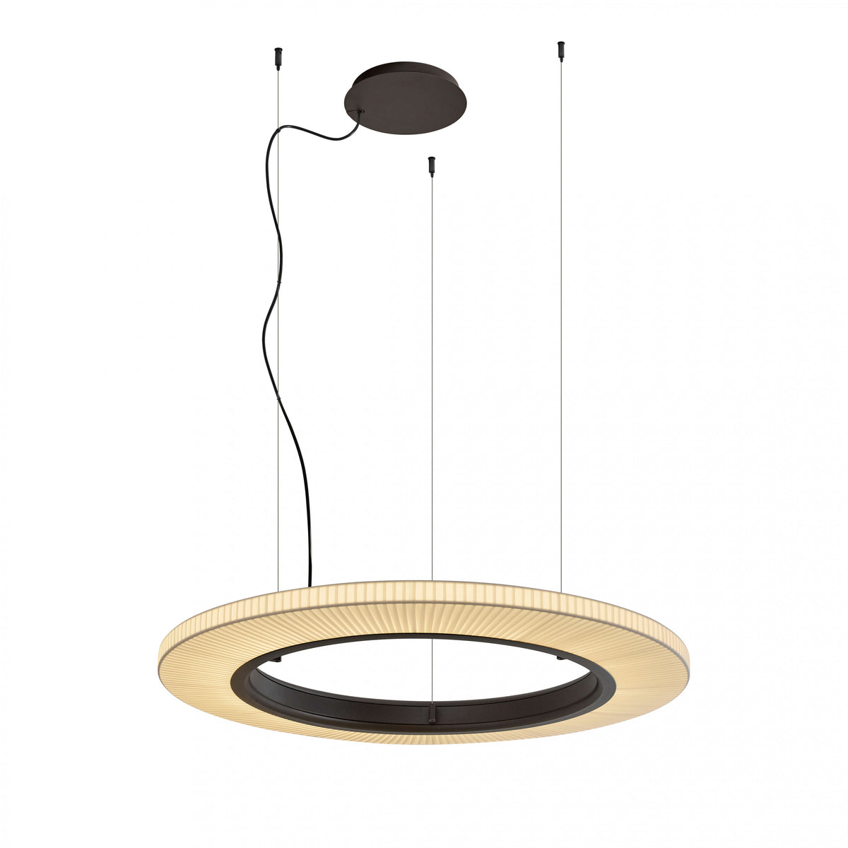 Bover Roda S/90 Pendelleuchte – Braun, Schirm Band transluzent Creme, dimmbar (1-10V)
