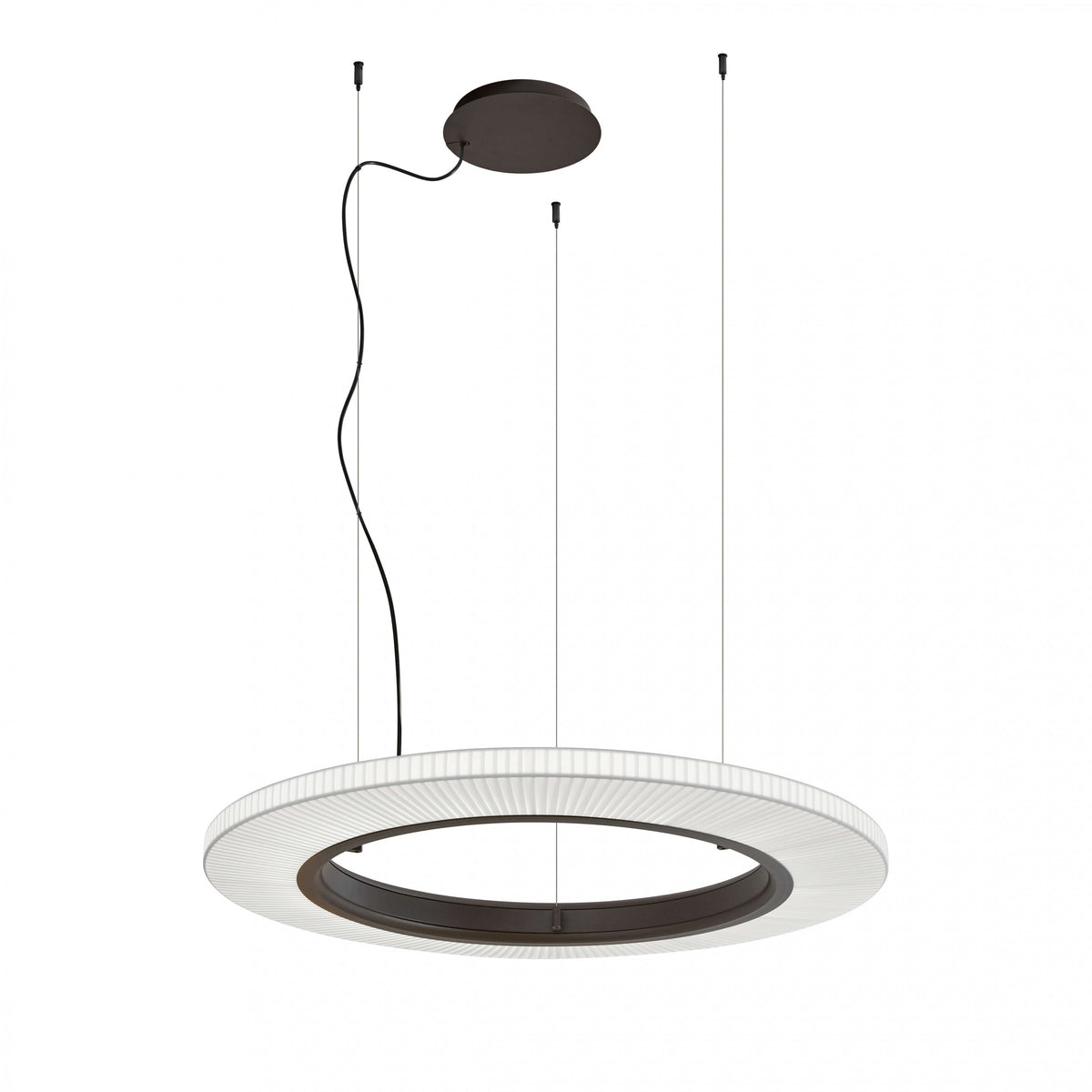 Bover Roda S/90 Pendelleuchte – Braun, Schirm Band transluzent Weiß, dimmbar (1-10V)