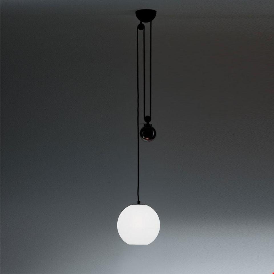 Artemide Aggregato Pendelleuchte – Saliscendi Kugel Methacrylat Ø400 – Opalweiß