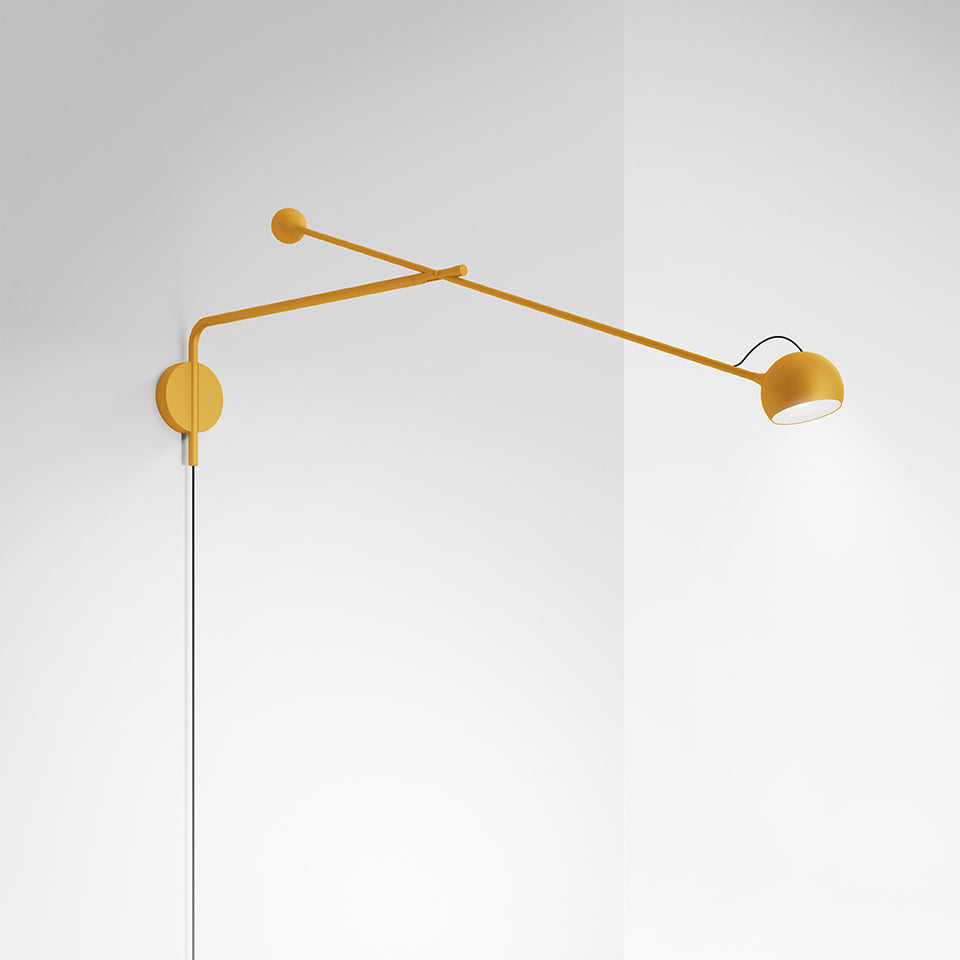 Artemide Ixa Wandleuchte – Arm Wand – für Leuchtmittel, Gelb, mit Stecker