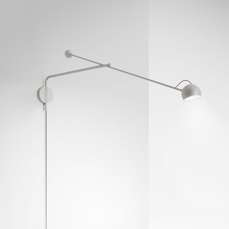 Artemide Ixa Wandleuchte – Arm Wand – für Leuchtmittel, Weiß, Grau, mit Stecker