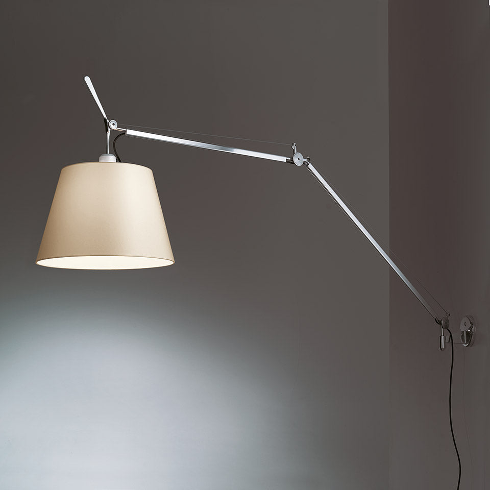 Artemide Tolomeo Mega Wandleuchte – Aluminium, 2700 K, Dimmer am Kopf, Pergament Ø36 cm