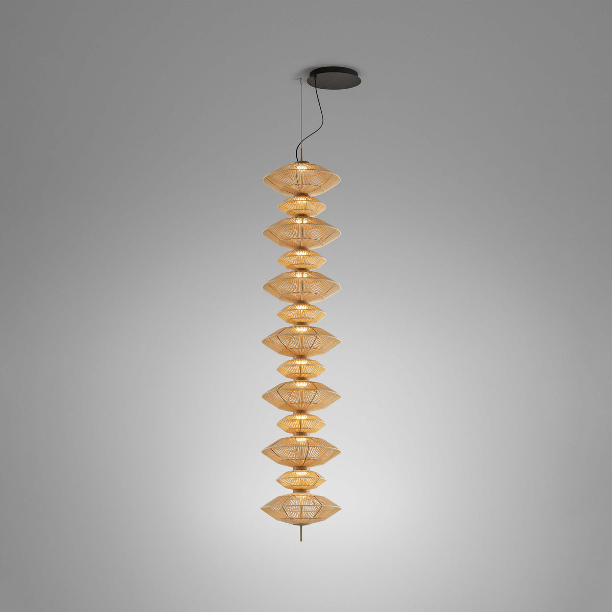Bover Yuyun C (Combined Shades) Pendelleuchte – Yuyun S/13C – Beige satiniert, Beige Faden