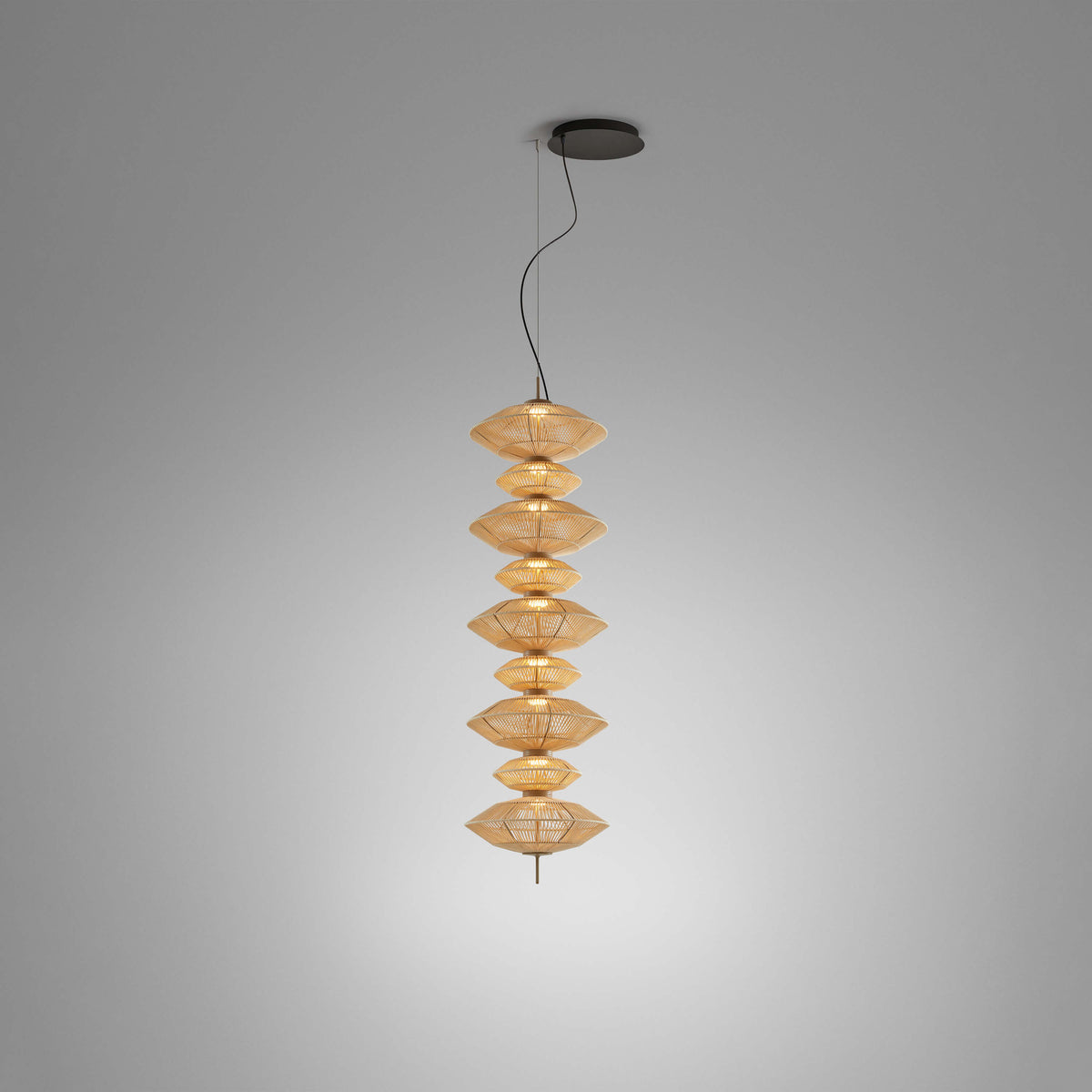 Bover Yuyun C (Combined Shades) Pendelleuchte – Yuyun S/9C – Beige satiniert, Beige Faden